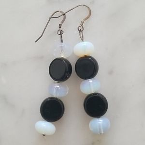 Black and white ( moonstone) earrings.